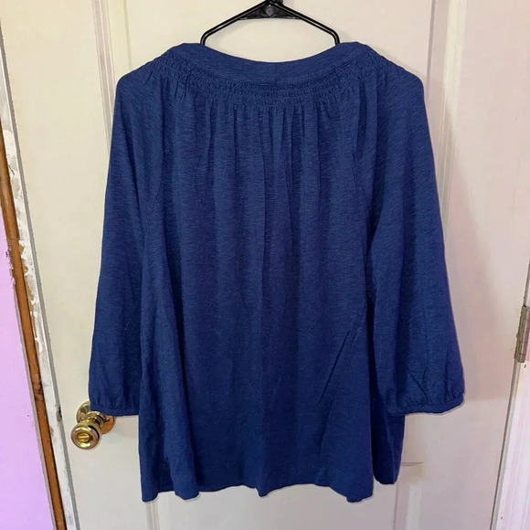 j. jill Smocked 3/4 Sleeve Top Super Soft Button Accent Sz XL - Picture 3 of 6